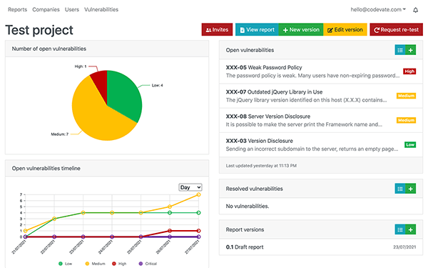 Security audit portal dashboard