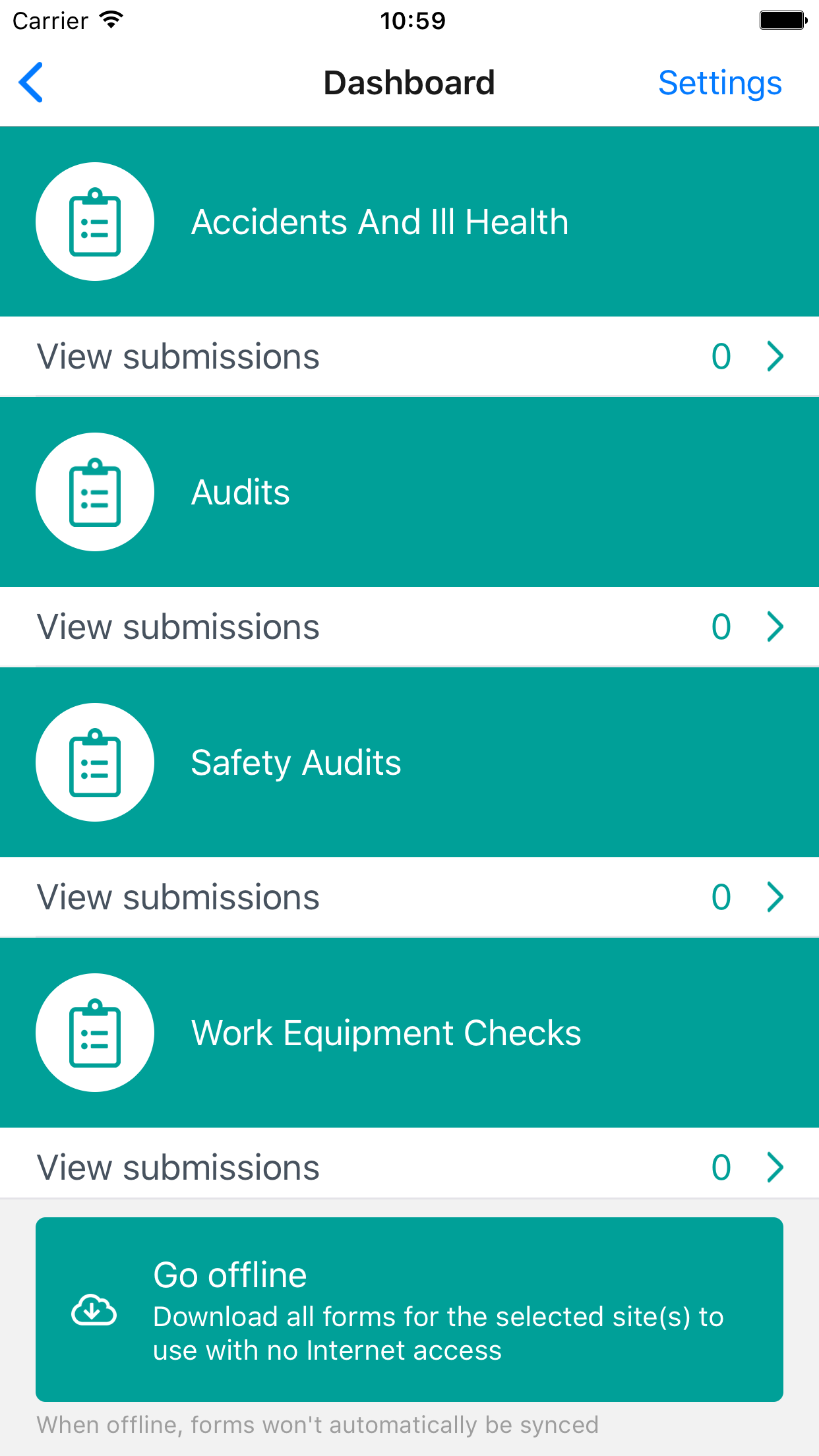 Safety Cloud dashboard screen